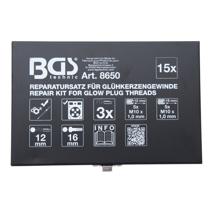 Kit de réparation pour filet de bougie M10 x 1,0 BGS