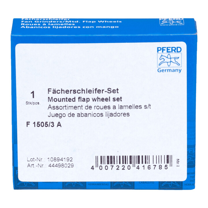 Kit de roues à lamelles au corindon PFERD Diamètre 15x5mm Diamètre de la tige 3mm A 80,120 et 180 pour le ponçage fin et la finition