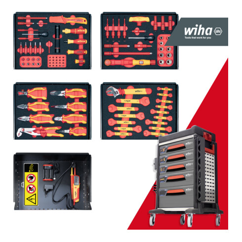 Kit de servante d'atelier Wiha eMobility, 102 pièces