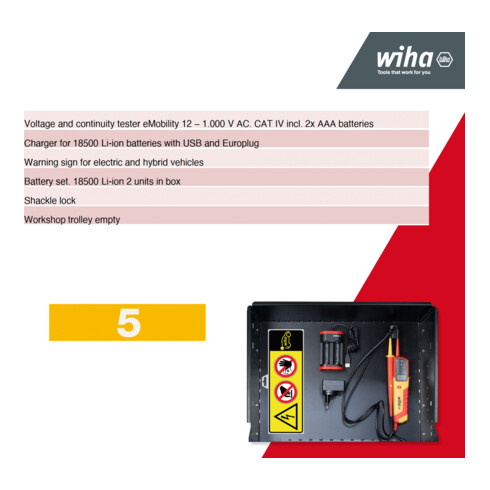 Kit de servante d'atelier Wiha eMobility, 102 pièces