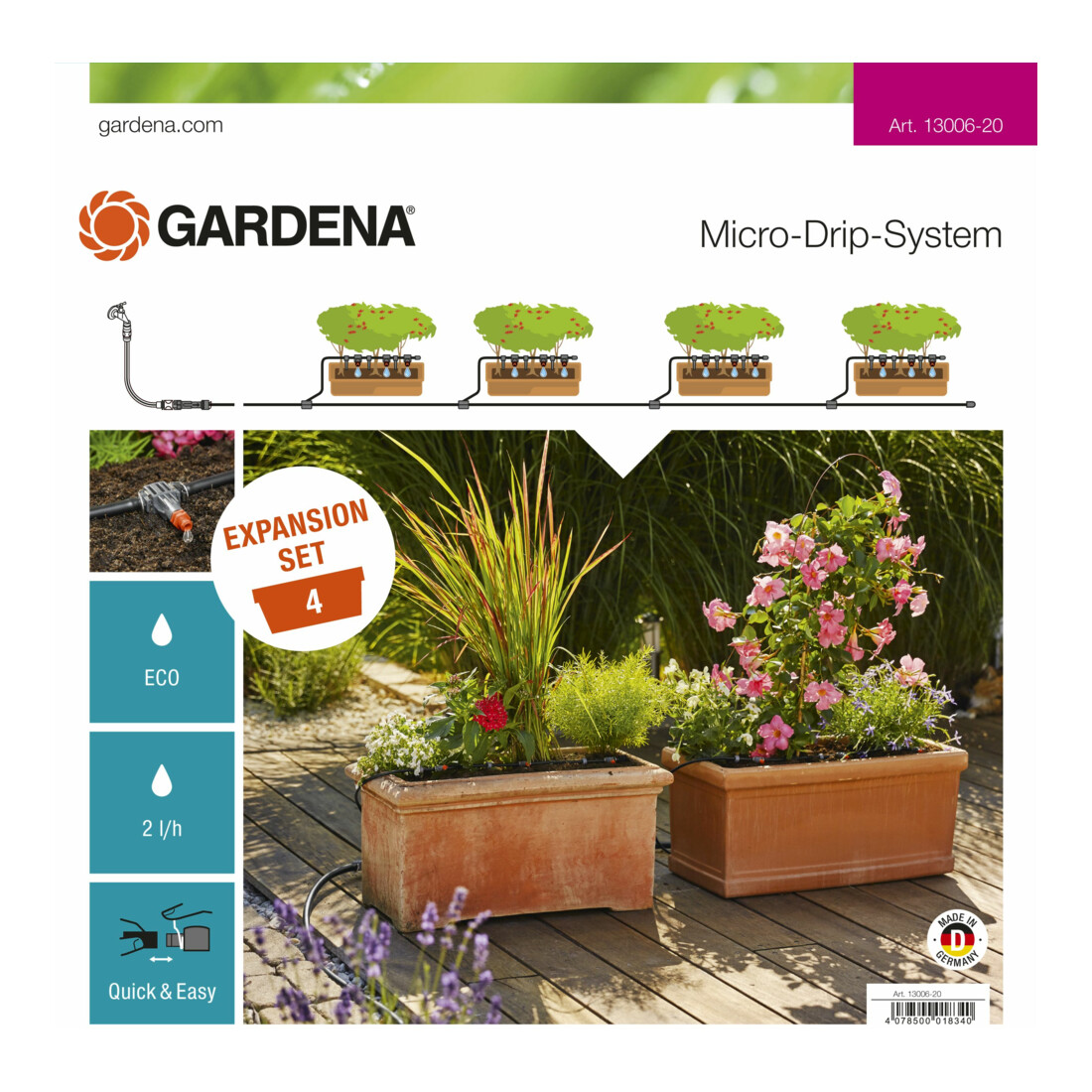 Kit d'extension du système Micro-Drip GARDENA Bacs à plantes