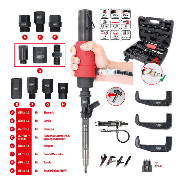 Kit d’extracteur d’injecteurs à air comprimé KS Tools 9 pcs