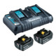 Makita Kit di alimentazione Li 18 V 2x batterie 4 Ah + caricabatterie doppio-1