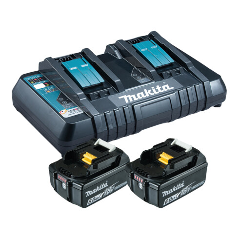 Makita Kit di alimentazione Li 18V 2x batterie 6Ah, con caricabatterie doppio