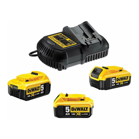 DEWALT Kit di batterie (3 x 18 V / 5 Ah più DCB 115) DCB115P3-QW