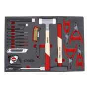 Kit d'outillage universel STIER, 18 pièces, dans un plateau en mousse tendre (EVA), partiellement garni-1