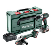 Kit d'outils sans fil Metabo 2.4.2 18 VSB 18 LT + W18 L 9-125 Quick ; metaBOX 165 L