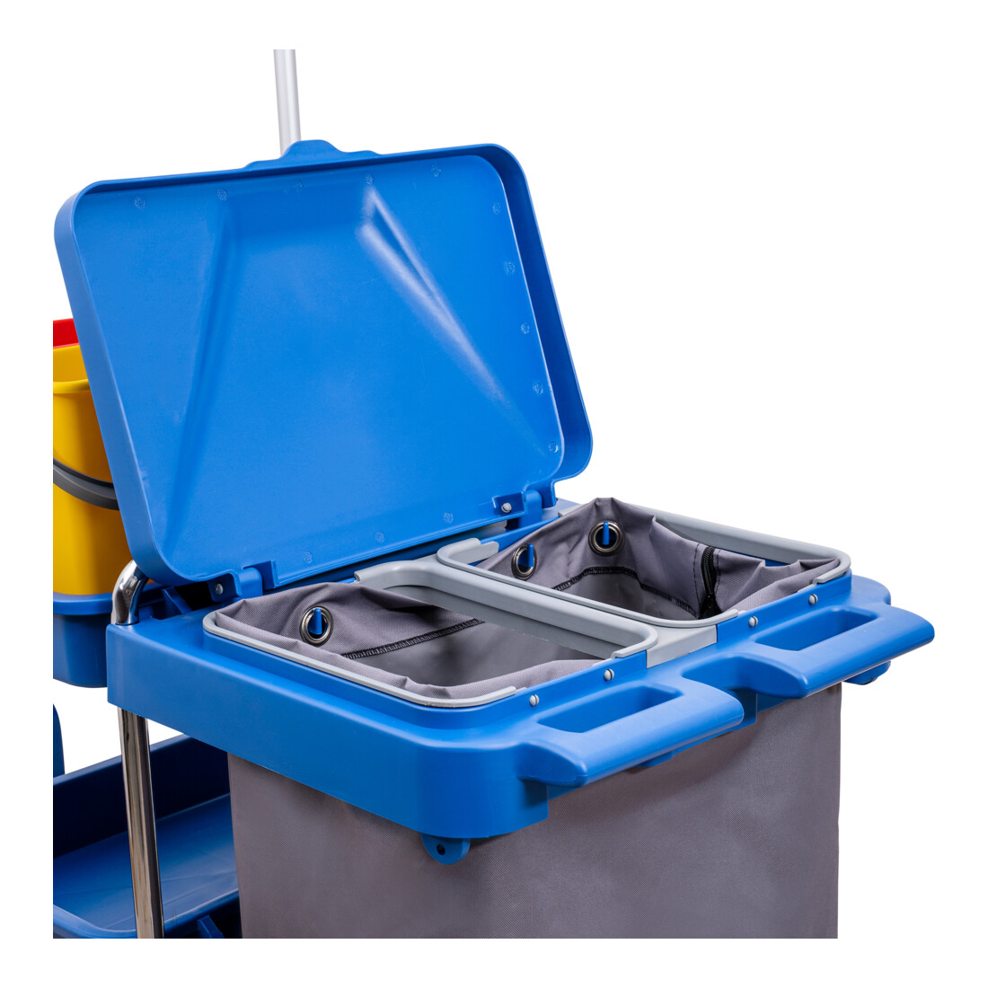Kit grand chariot d'hygiène et de nettoyage STIER avec châssis chromé