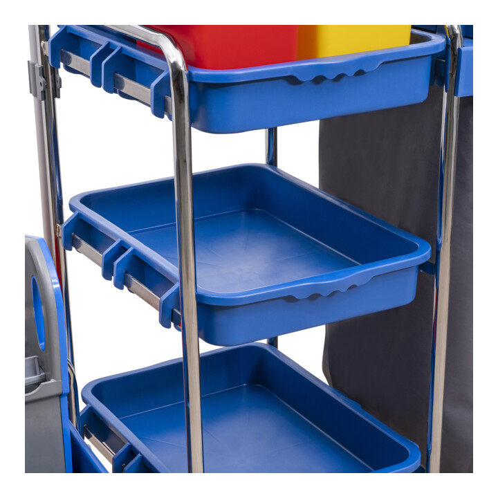 Kit grand chariot d'hygiène et de nettoyage STIER avec châssis chromé