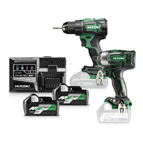 Kit Hikoki perceuse-visseuse sans fil + visseuse à choc KC18DE-1 + 2x batterie BSL36A18
