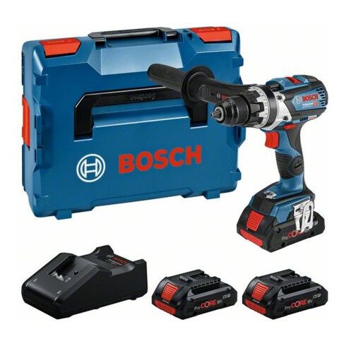 Kit professionnel Bosch : Perceuse-visseuse sans fil GSR 18V-110 C, 3x ProCORE18V 4.0Ah, L-BOXX