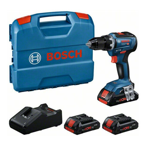 Kit professionnel Bosch : Perceuse-visseuse sans fil GSR 18V-55, 3 x ProCORE18V 4.0Ah, L-Case