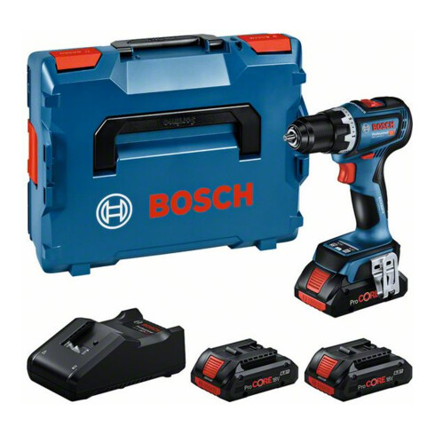 Kit professionnel Bosch : Perceuse-visseuse sans fil GSR 18V-90 C, 3 x ProCORE18V 4.0Ah, L-BOXX
