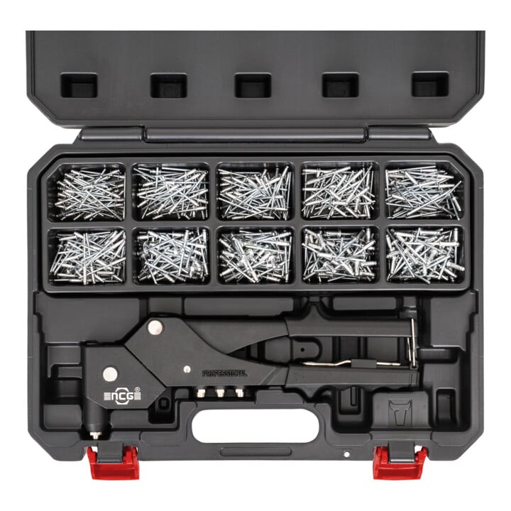 Kit rivets aveugles STIER avec pince à riveter manuelle à 360° et rivets aveugles, 501 pièces