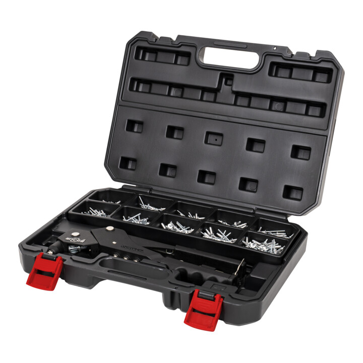 Kit rivets aveugles STIER avec pince à riveter manuelle à 360° et rivets aveugles, 501 pièces