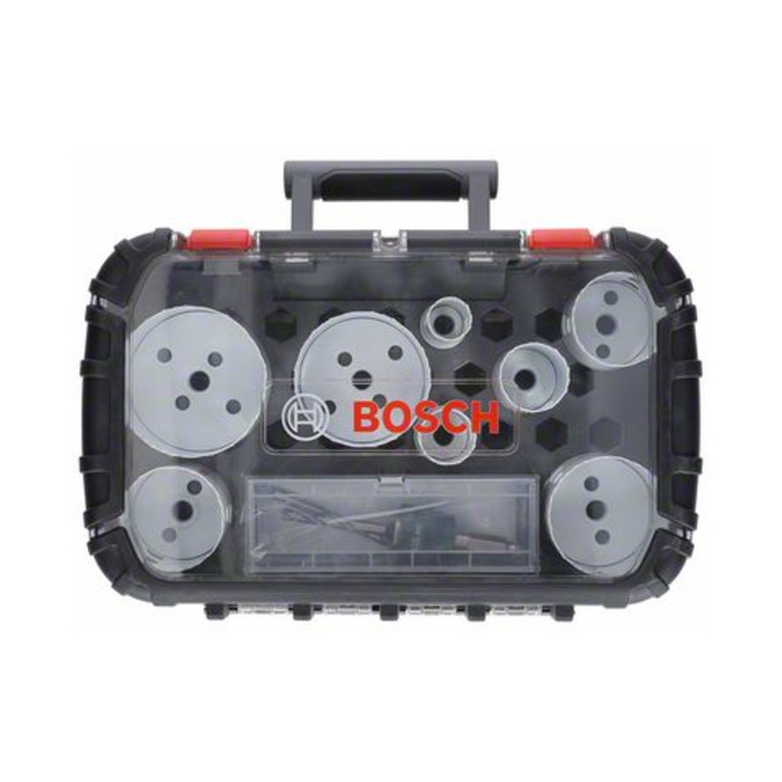 Kit scie cloche Bosch Progressor for Wood and Metal, kit Electricien 11 pièces 25-86 mm
