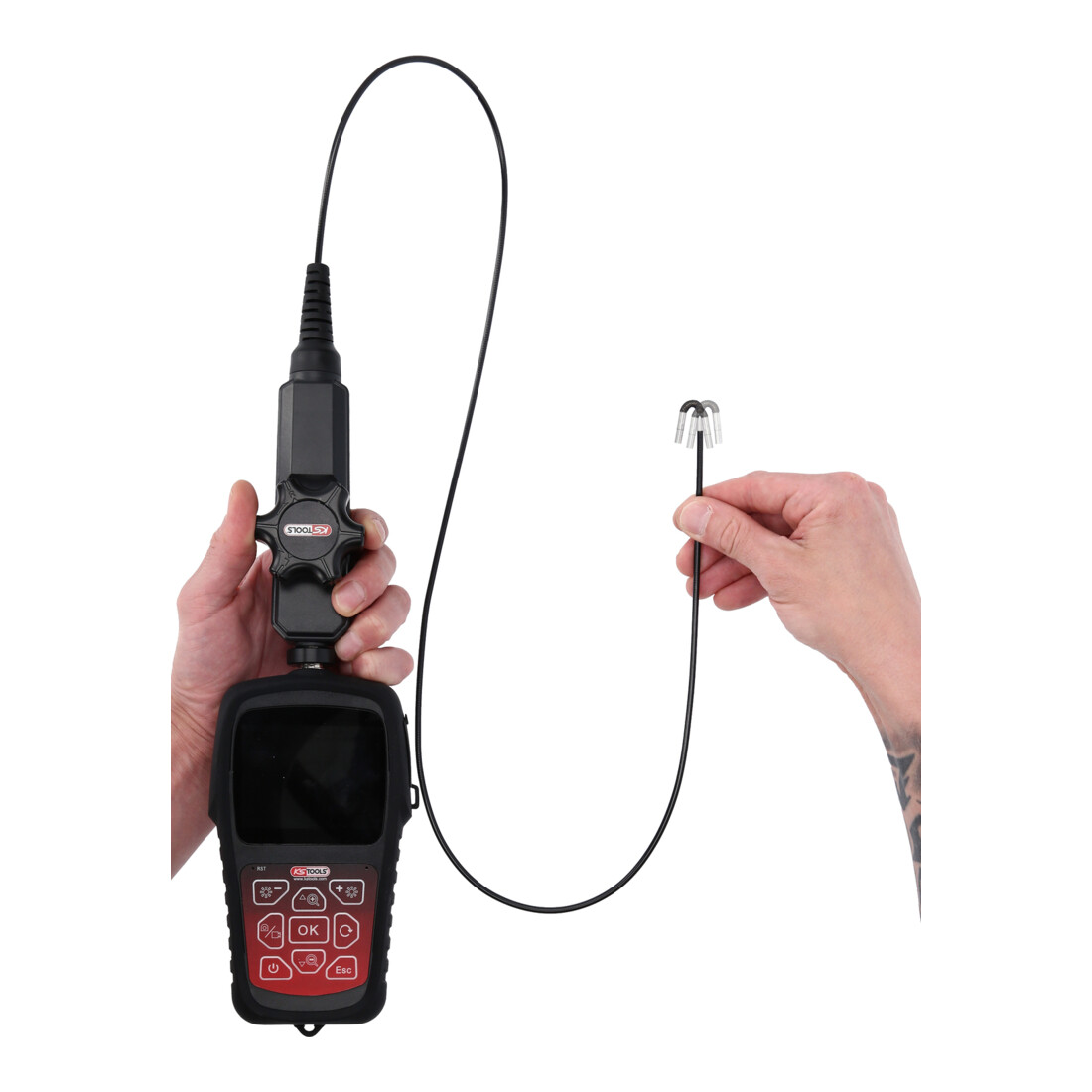 Kit vidéoscope HD avec sonde de caméra frontale HD 180° et 0° Ø 3,9 mm KS Tools gaine flexible en PVC KS Tools 3 pcs