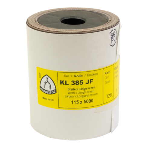 Rouleau Klingspor KL 385 JF avec support textile pour métal universel, métaux non ferreux
