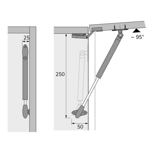 Klappenstütze Lift Basic STA 3.2kg HETTICH