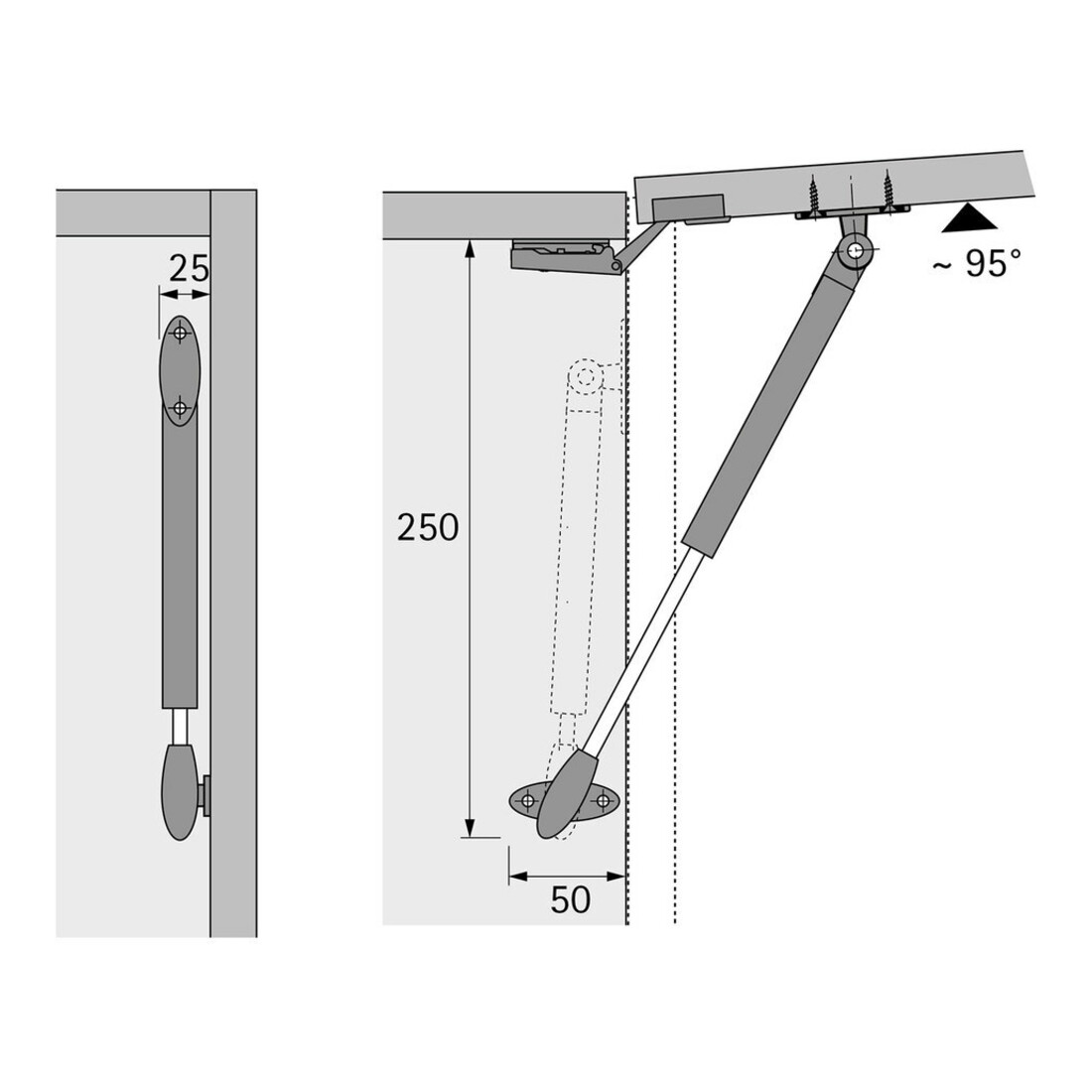 Klappenstütze Lift Basic STA 3.2kg HETTICH