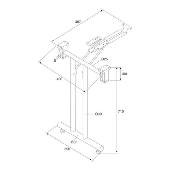 Klapptisch-Gestell CR pol.H.710-715mm Befestigungsschrauben BMB