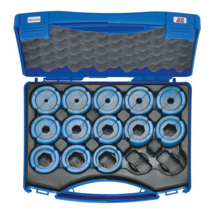 Klauke krimpset 6-300 mm² blauwe aansluiting B 22, in foedraal, serie 22, 14 delig