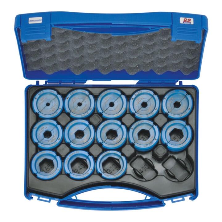 Klauke Presseinsatzset 6-300 mm² blue connection B 22, im Koffer, Serie 22, 14-teilig