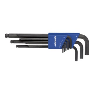 Klauke Set d’angles à tête sphérique 6 pans 9 pièces, SW1,5 à SW11 KL375