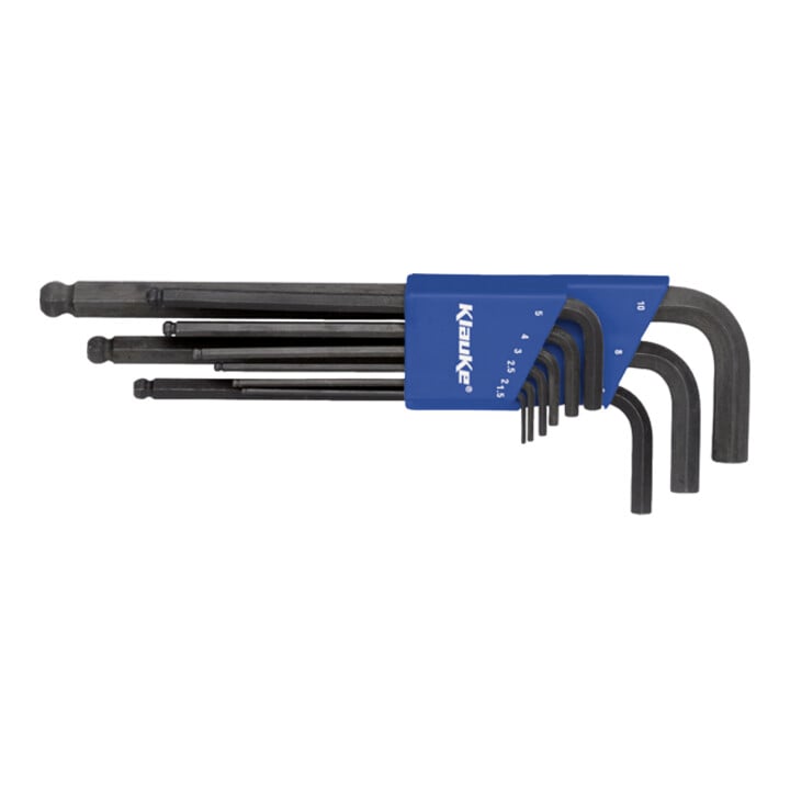 Klauke Set d’angles à tête sphérique 6 pans 9 pièces, SW1,5 à SW11 KL375