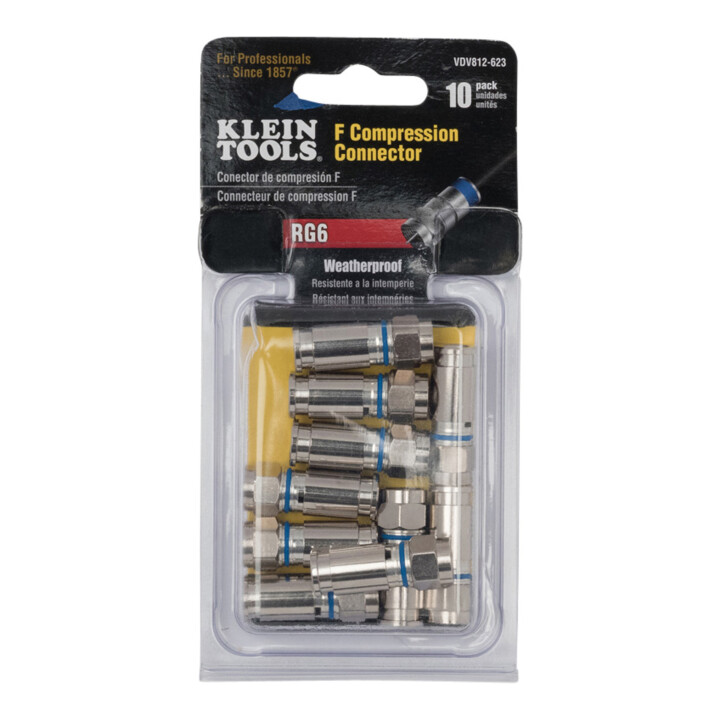 Klein Tools Connecteurs F compression RG6 étanches 10 pièces