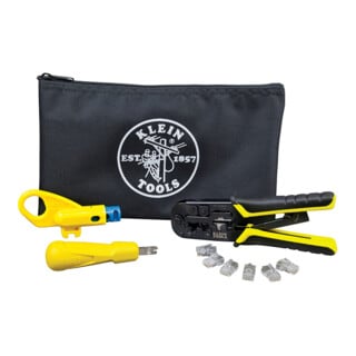 Klein Tools Netzwerkinstallationsset RJ45 Cat5e Cat6 Crimpzange Punchdown