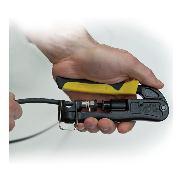 Klein Tools Pince à compression pour connecteurs coaxiaux F BNC RCA haute résistance 15,9 cm