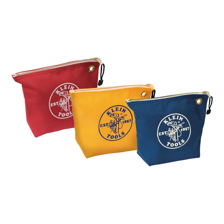 Klein Tools Set 3 sacs à outils en toile avec fermeture éclair colorée