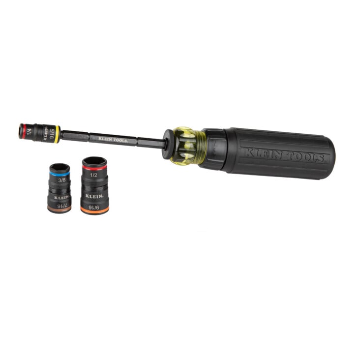 Klein Tools Set de clés à douille 7 en 1, à cliquet, en pouces, résistant aux chocs