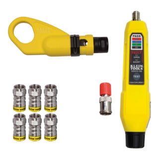 Klein Tools Set d'installation et de test coaxial Push On RG6 RG6Q avec testeur de câble