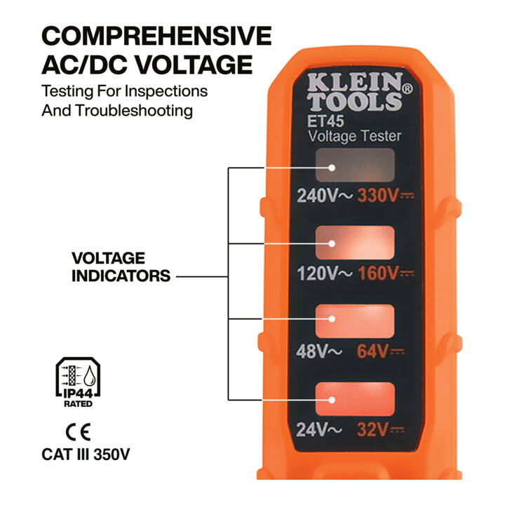 Klein Tools Spanningstester AC DC 24 tot 240 V batterijloos LED-display CAT III
