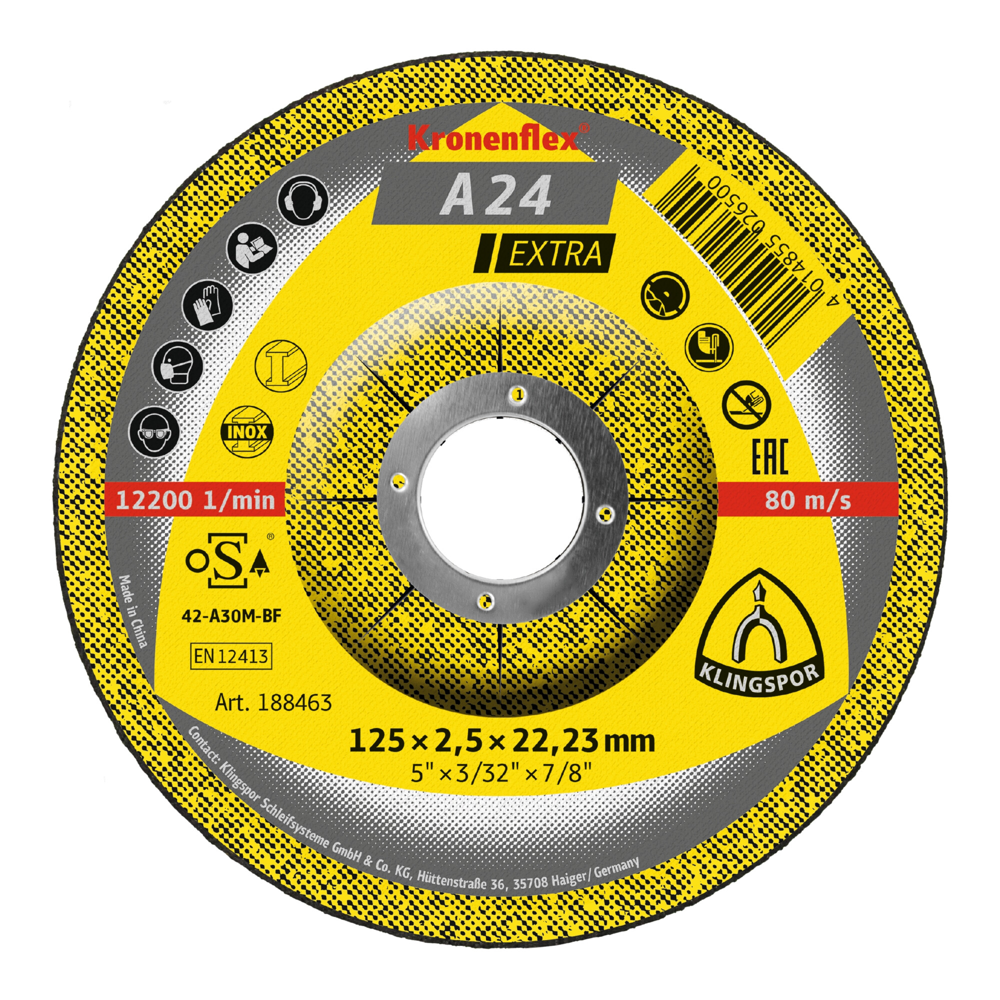 Klingspor A 24 EX Trennscheiben, 125 x 2,5 x 22,23 mm gekröpft