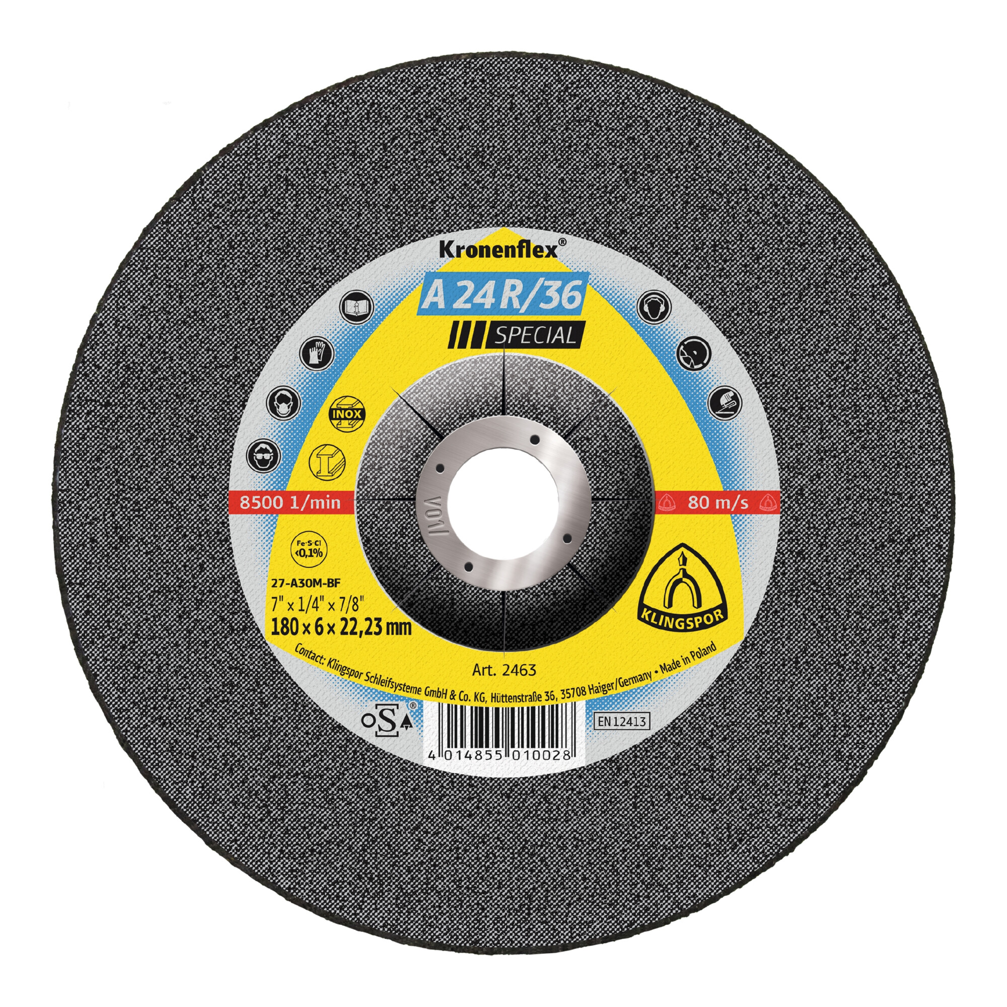 Klingspor A 24 R 36 Schruppscheiben, 115 x 6 x 22,23 mm gekröpft