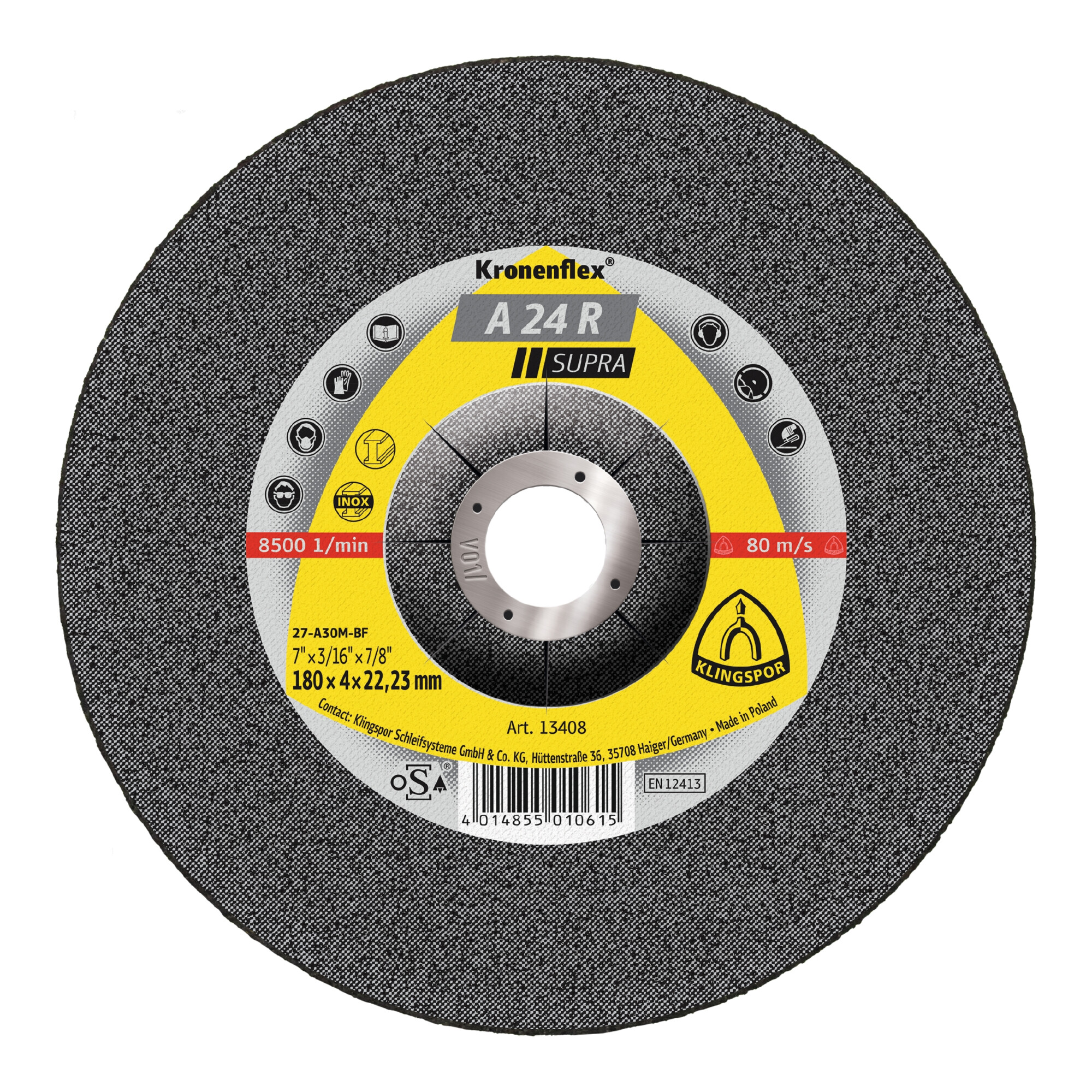 Klingspor A 24 R Schruppscheiben, 230 x 4 x 22,23 mm gekröpft