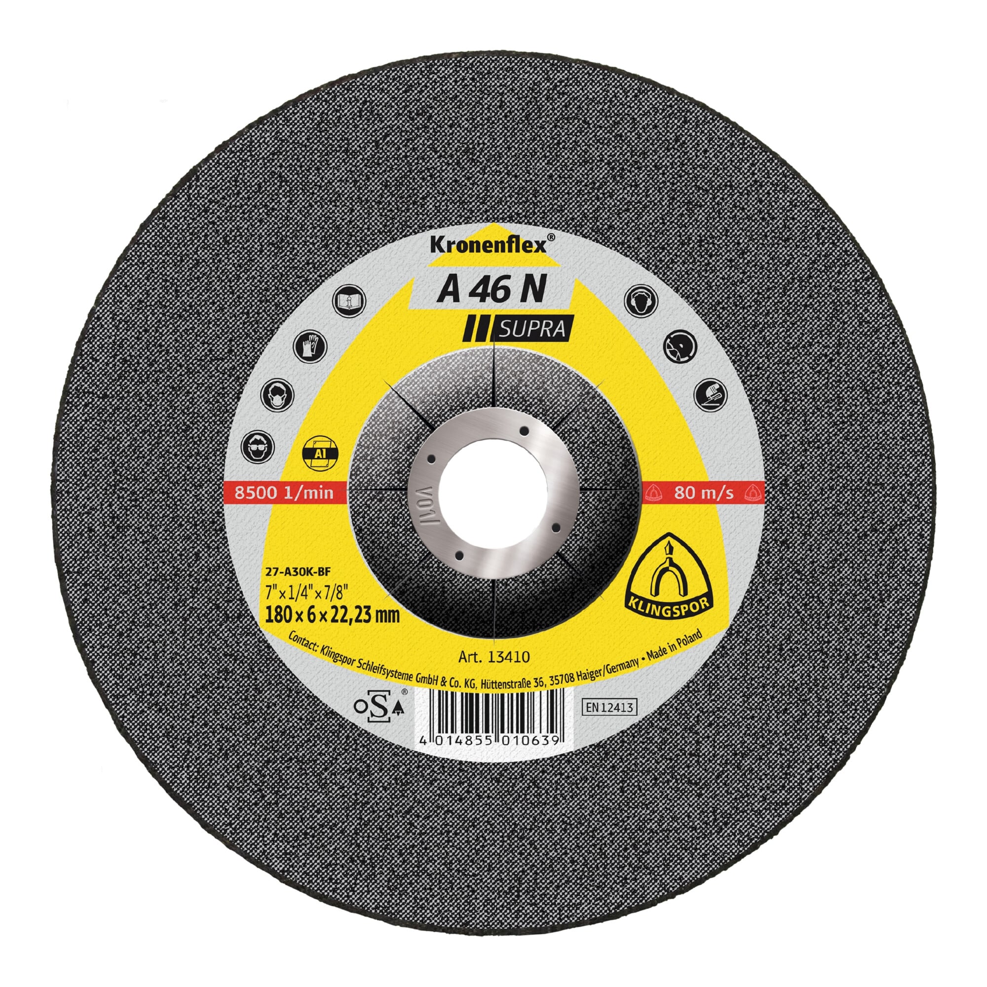 Klingspor A 46 N Schruppscheiben, 125 x 6 x 22,23 mm gekröpft