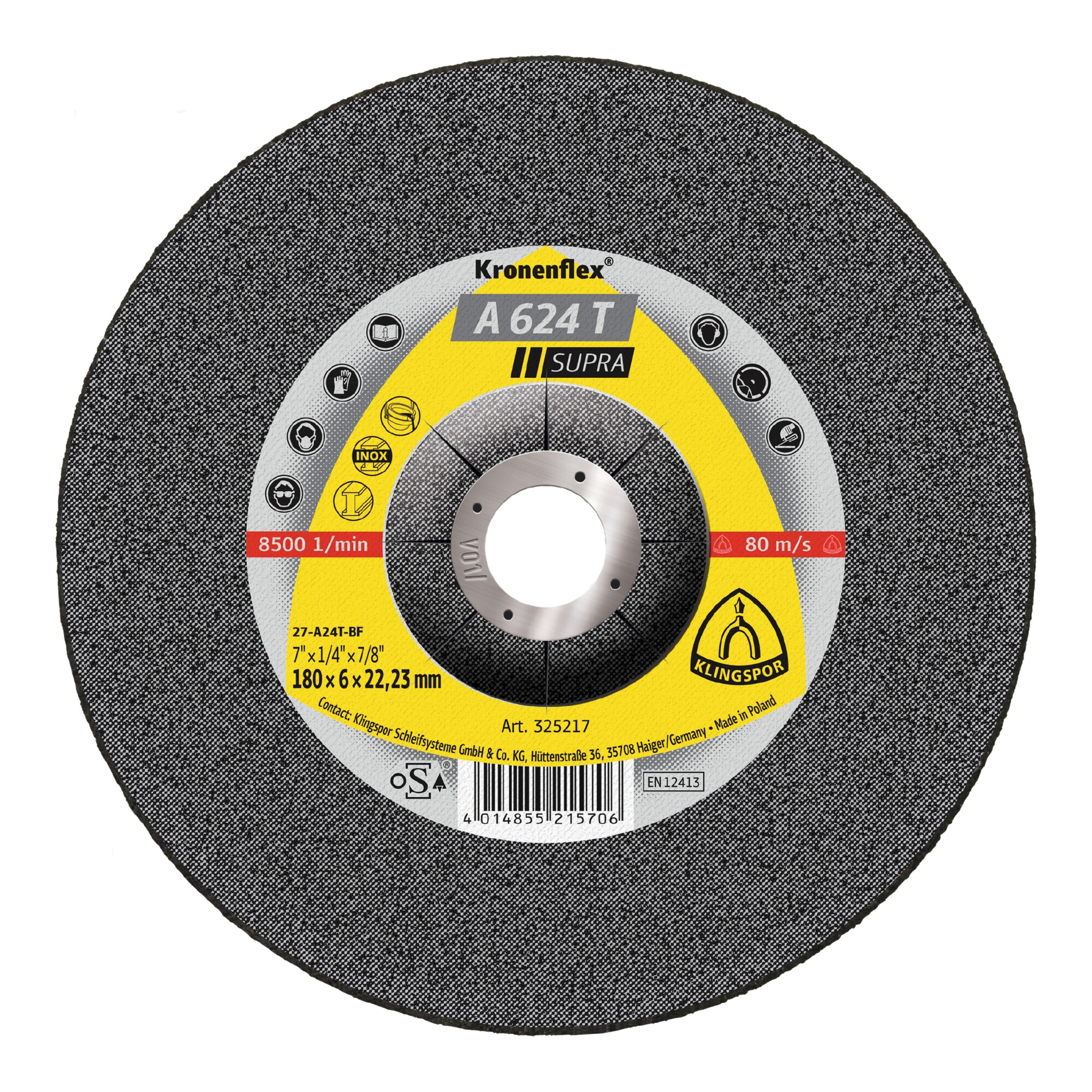 Klingspor A 624 T Schruppscheiben, 115 x 6 x 22,23 mm gekröpft