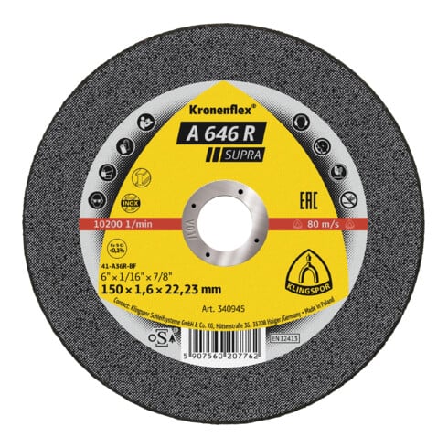 Klingspor A 646 R Trennscheiben, 150 x 1,6 x 22,23 mm gerade