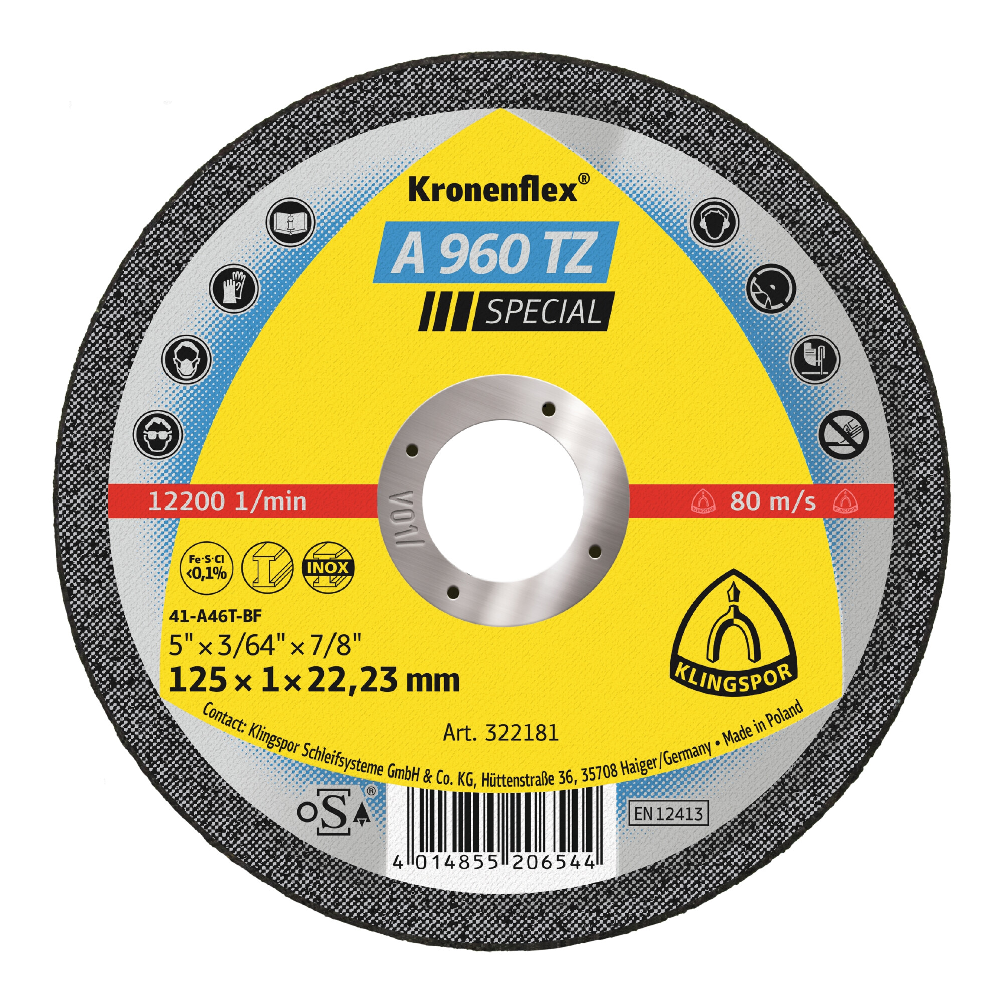 Klingspor A 960 TZ Trennscheiben, 125 x 1 x 22,23 mm gerade