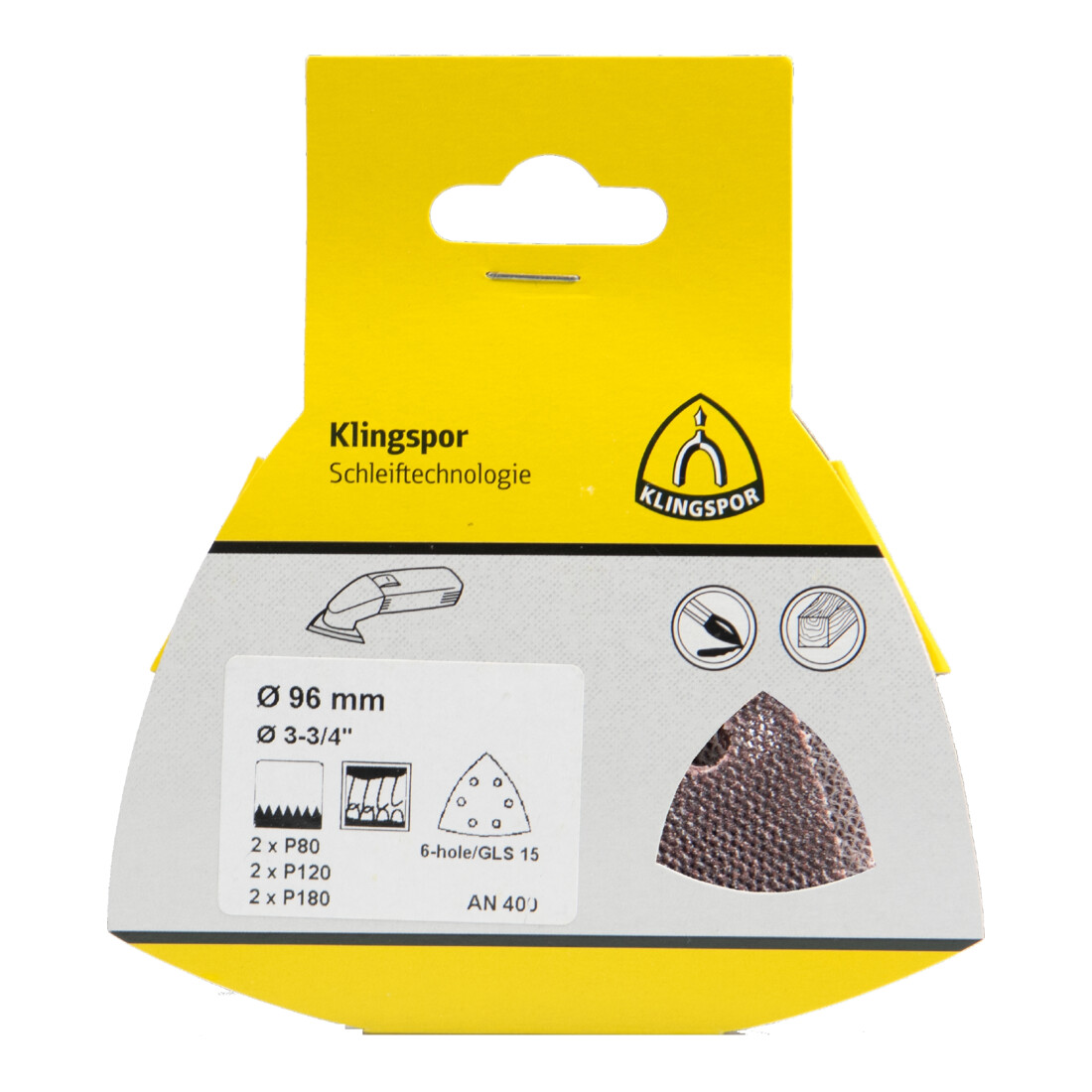 Klingspor AN 400 Gitterscheiben/Dreiecke/Set, 96 mm, SB-verpackt im Reiter