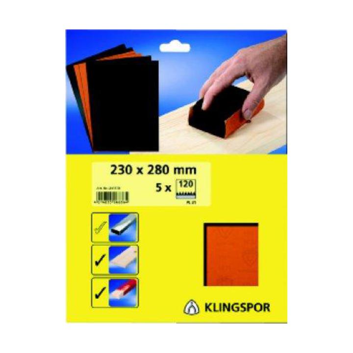 Klingspor Bogen / Streifen SB-Verpackt PL 31 B, LxB 230X280, Korn 120 