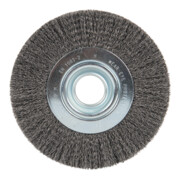 Brosse ronde ondulée Klingspor, 115 x 15 mm, filetage M 14 0,3 acier