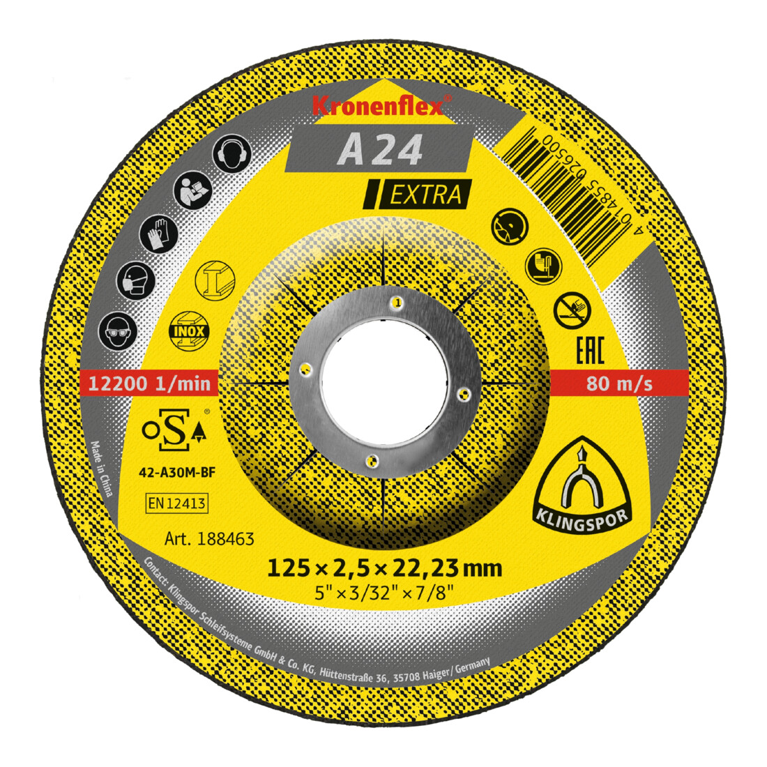 Klingspor Dischi da taglio A 24 EX, 125x2,5x22,23mm, centro depresso