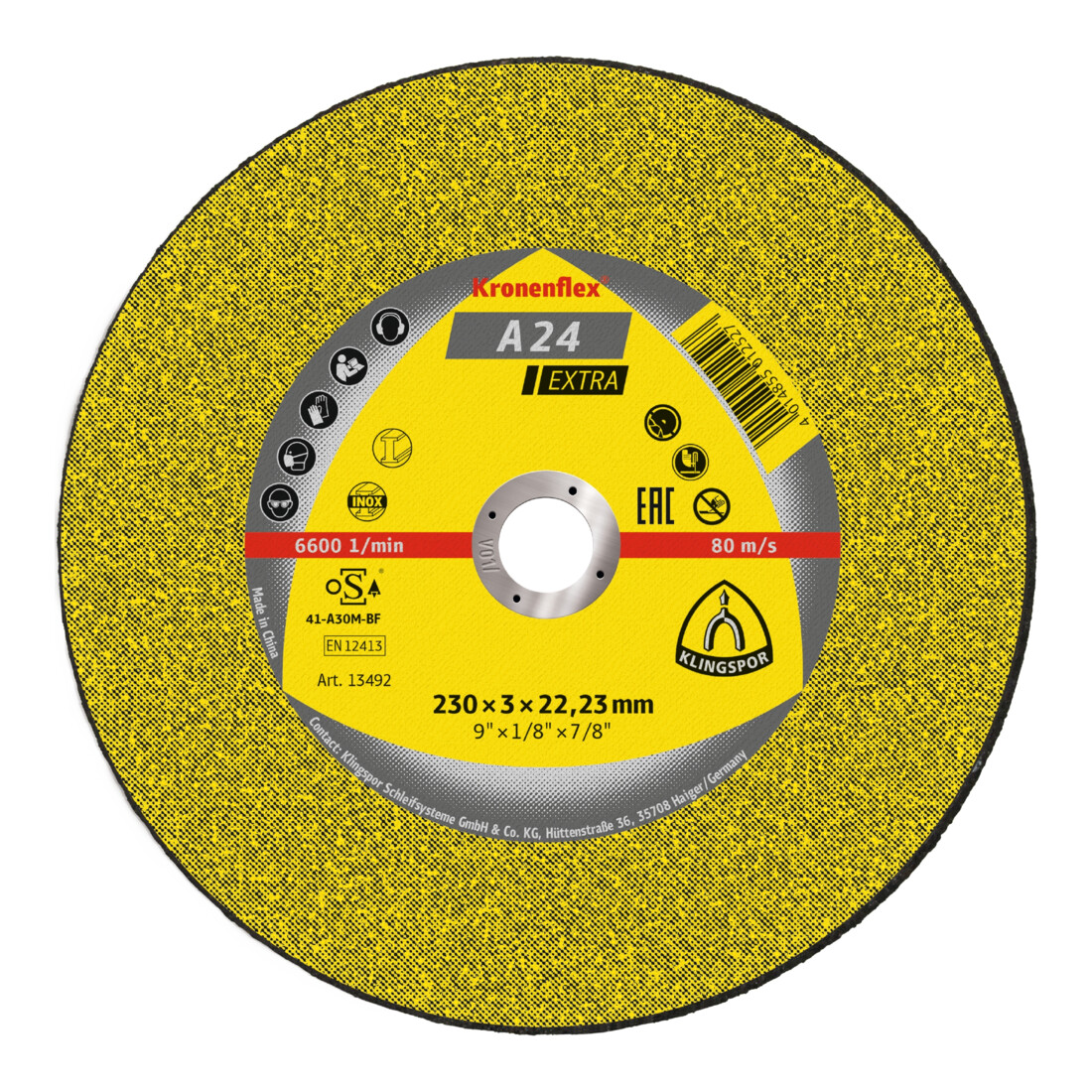Klingspor Dischi da taglio A 24 EX, 230x3x22,23mm, piano