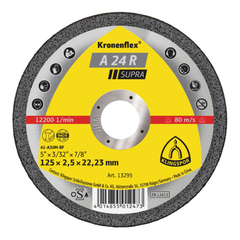 Klingspor Dischi da taglio A 24 R, 125x2,5x22,23mm, piano
