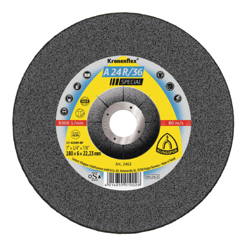 Klingspor Disco per smerigliatura A 24 R 36, 125x6x22,23mm, centro depresso